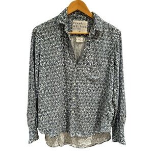 Frank & Eileen Relaxed‎ Button-Up Shirt Blue Mini Floral Modal Size XS